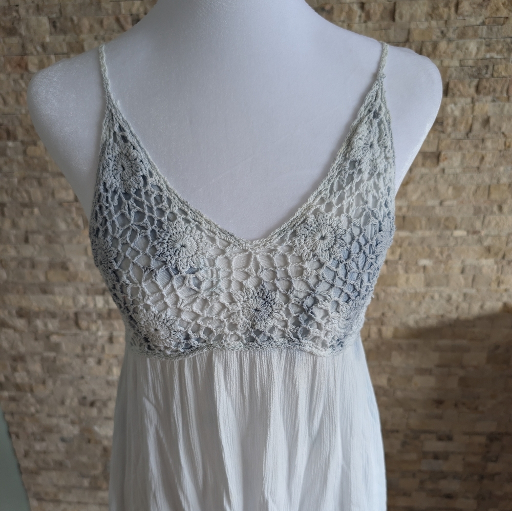 POL White Crochet Mini Dress Blue Fairy Size M Festival Coastal Cowgirl image 4